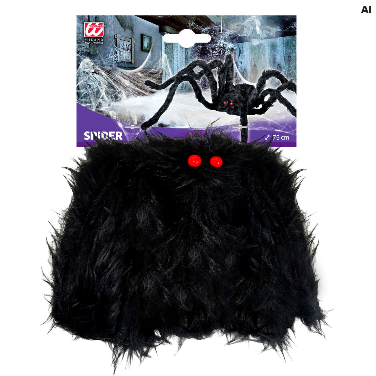 Widmann Biegsame haarige Spinne 75 cm in Schwarz als Halloween-Dekoration – Seitenansicht