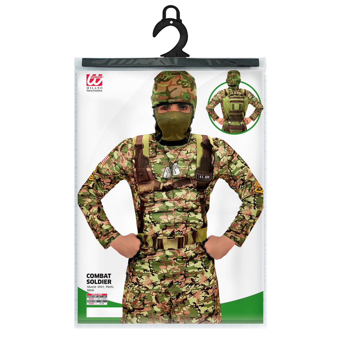 "KAMPF SOLDAT" (Muskelshirt, Hose, Maske mit Kapuze)