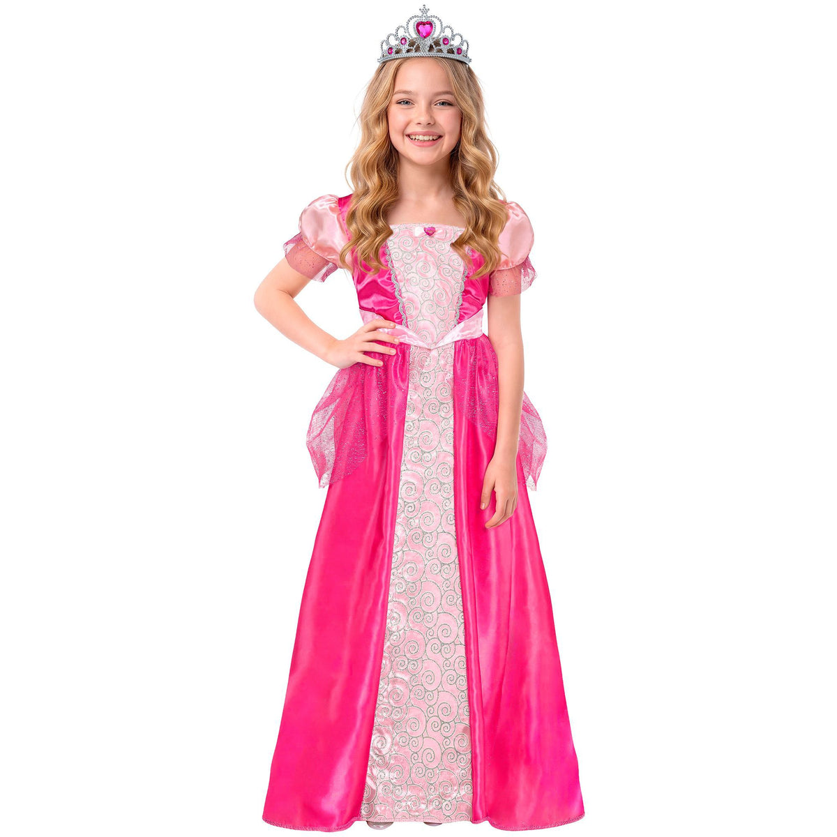 Elegantes Prinzessinnen-Kleid mit funkelnder Tiara für Fasnacht & Mottoparty