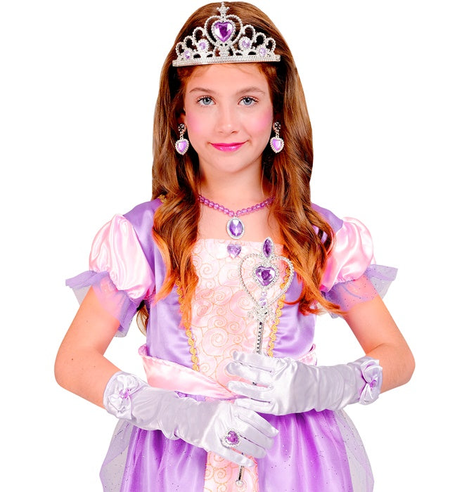 Widmann Prinzessinnen-Zubehörset mit Tiara, Handschuhen, Halskette, Ohrringen und Zauberstab – Rückansicht
