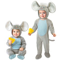 Widmann Mäuse-Kostüm-Overall mit Kapuze und Käse-Detail für Fasnacht und Mottoparty – Produktansicht