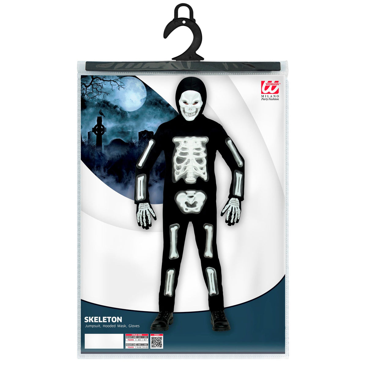"3D SKELETT" (Overall, Maske mit Kapuze, Handschuhe)