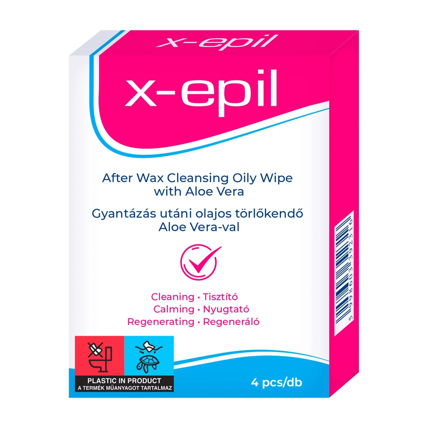X-Epil, After Waxing Oily Wipes, Reinigungstücher, 4 stk