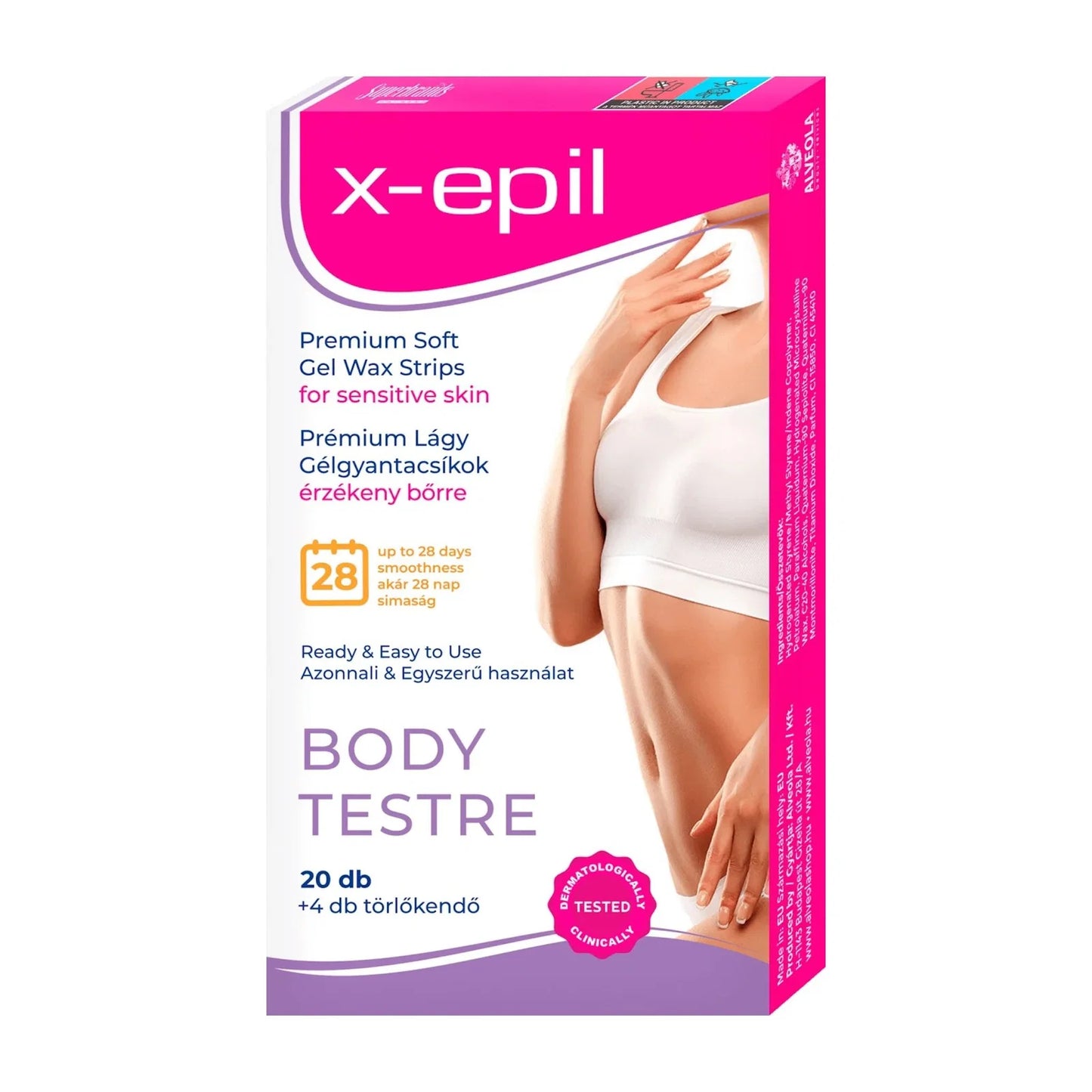 X-Epil, Premium Soft, Seidiges Finish, Haarentfernungswachsstreifen, 20 stk