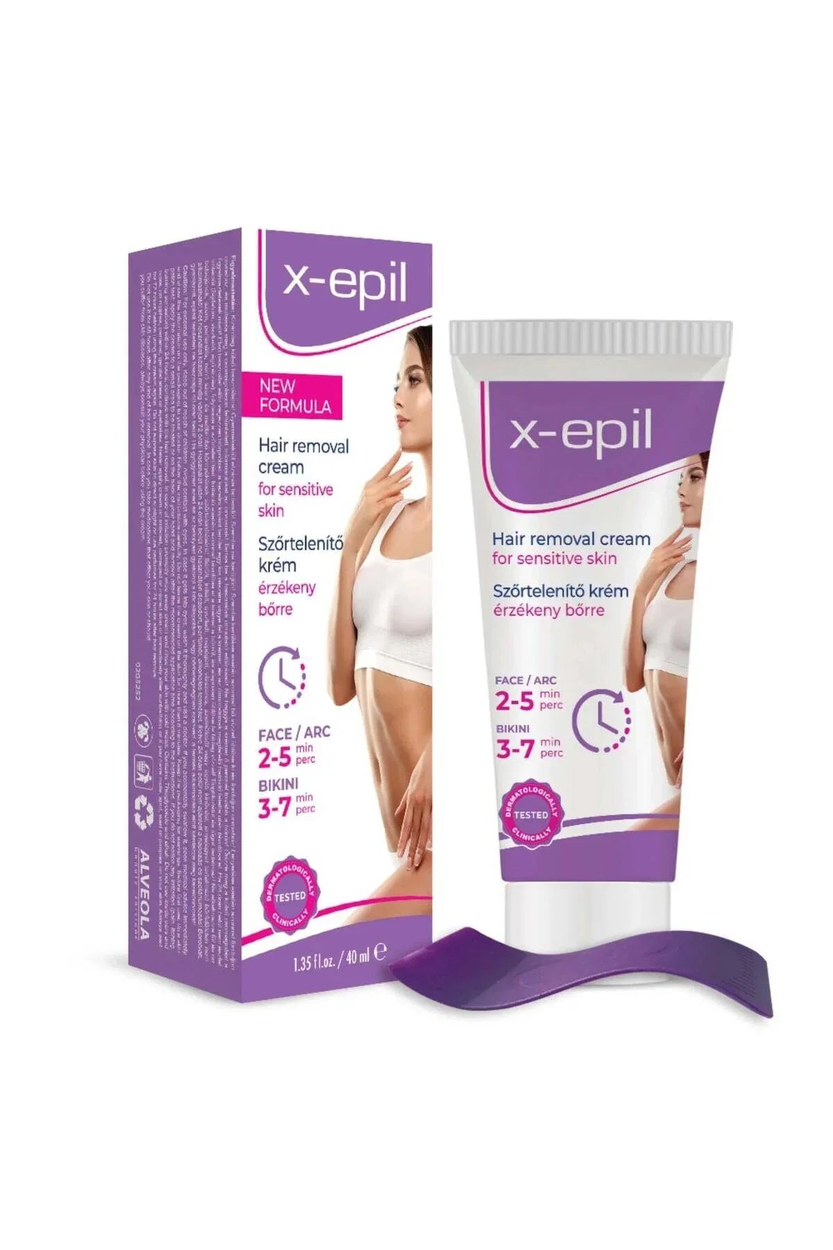 X-Epil, X-Epil, Seidiges Finish, Haarentfernungscreme, Für empfindliche Haut, Für Achseln und Bikinizone, 40 ml