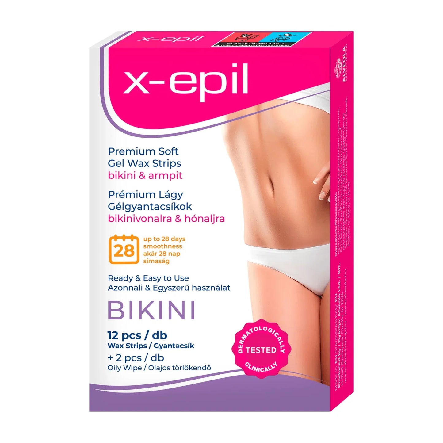 X-Epil, X-Epil, Seidiges Finish, Haarentfernungswachsstreifen, Für Achseln und Bikinizone, 12 stk