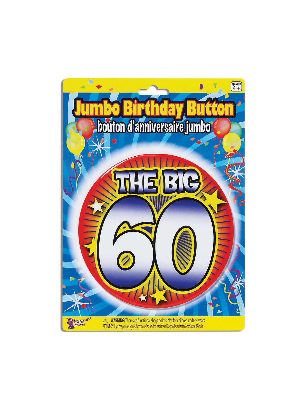 Rubies Rubies 60th Birthday Jumbo Button Pin Clothing Accessories