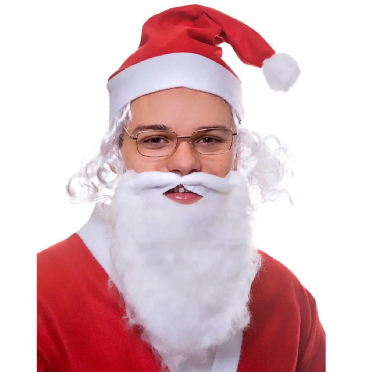 Weihnachtsmann-Set mit Mütze, Haaren, Bart und Brille