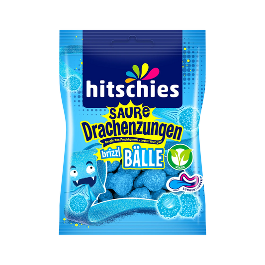 Hitschies Saure Drachenzungen brizzl Bälle blau 100g – Produktansicht