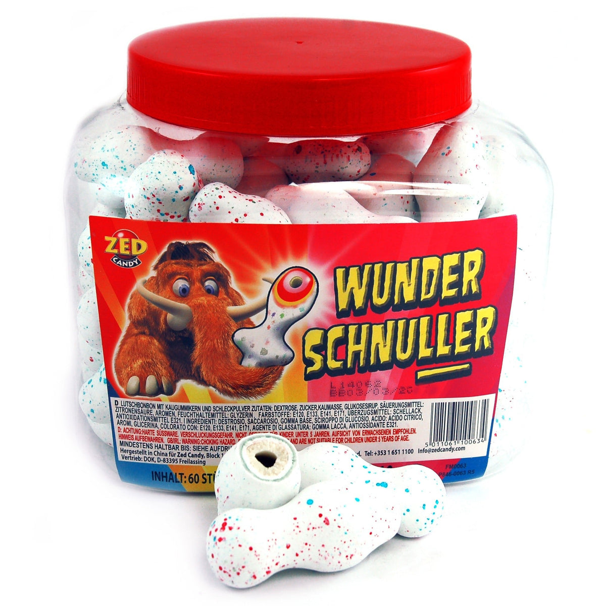 ZED Candy Mammouth Wunderschnuller Lutschbonbon mit Kaugummikern, 1 Stück