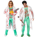 "ZOMBIE CHIRURG" (Laborkittel mit Hemd und Wunde, Hose, blutverschmierte Handschuhe) – Vorderansicht