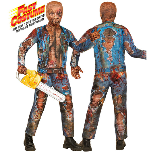 "ZOMBIE FAST COSTUME" (Oberteil, Hose, Handschuhe, Maske) – Vorderansicht