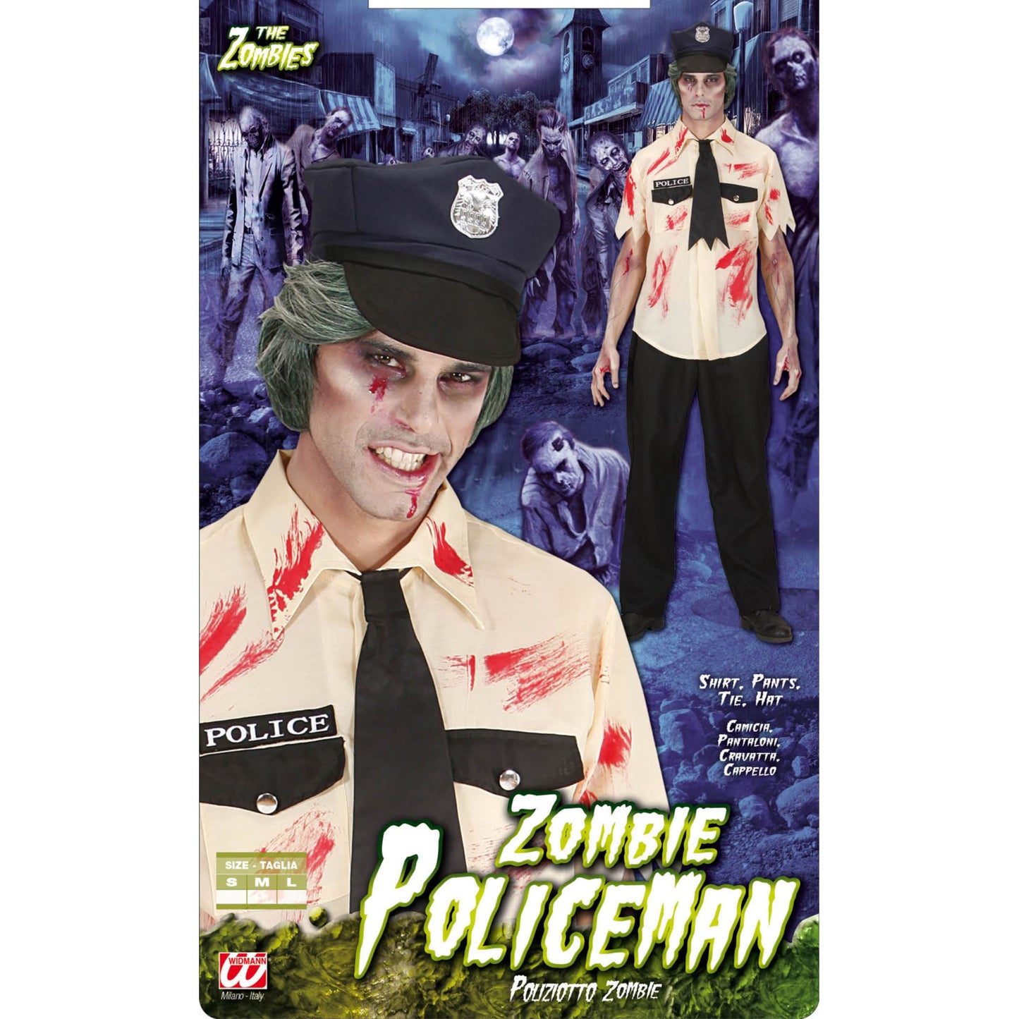 "ZOMBIE POLIZIST" (Blutiges Hemd, Hose, zerfetzte Krawatte, Hut) – Ansicht 3