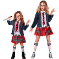 "ZOMBIE SCHULMÄDCHEN" (Jacke mit Bluse, Rock, Kravatte, Strümpfe) – Vorderansicht