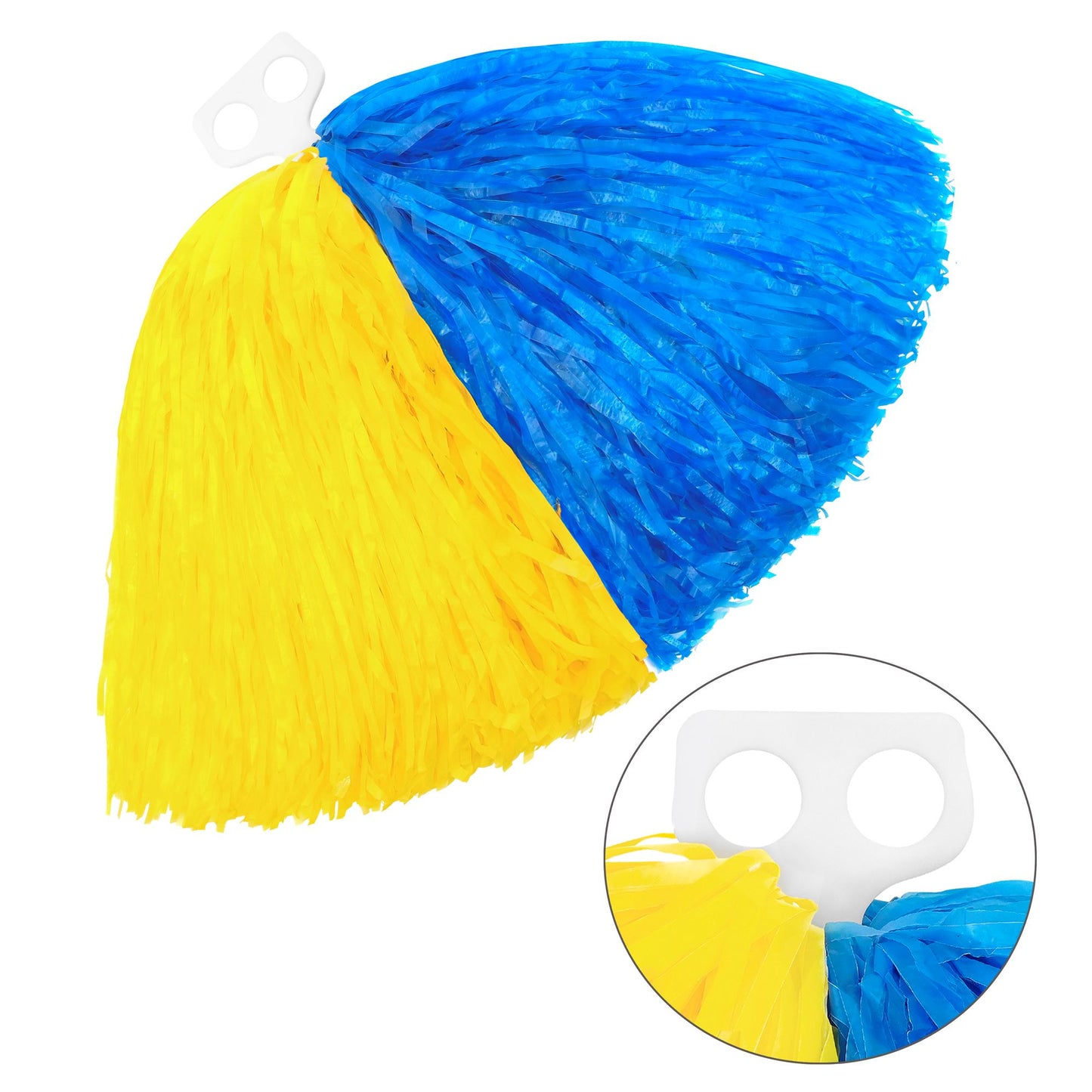 "ZWEIFARBIGE POM POM" gelb/blau – Vorderansicht