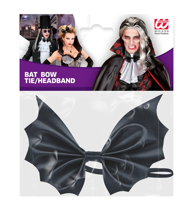 Schwarze Fledermaus Fliege als Kostümaccessoire für Fasnacht