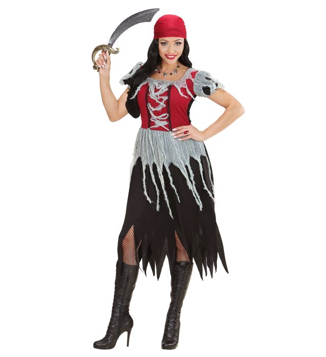 Piratin-Kostüm mit Kleid und Bandana für Fasnacht und Karneval