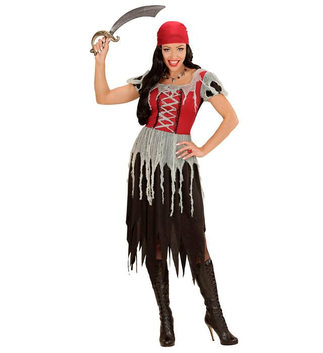 Piratin-Kostüm mit Kleid und Bandana für Fasnacht und Karneval