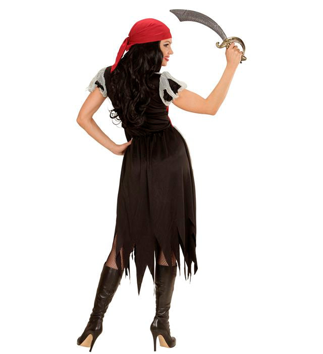 Piratin-Kostüm mit Kleid und Bandana für Fasnacht und Karneval