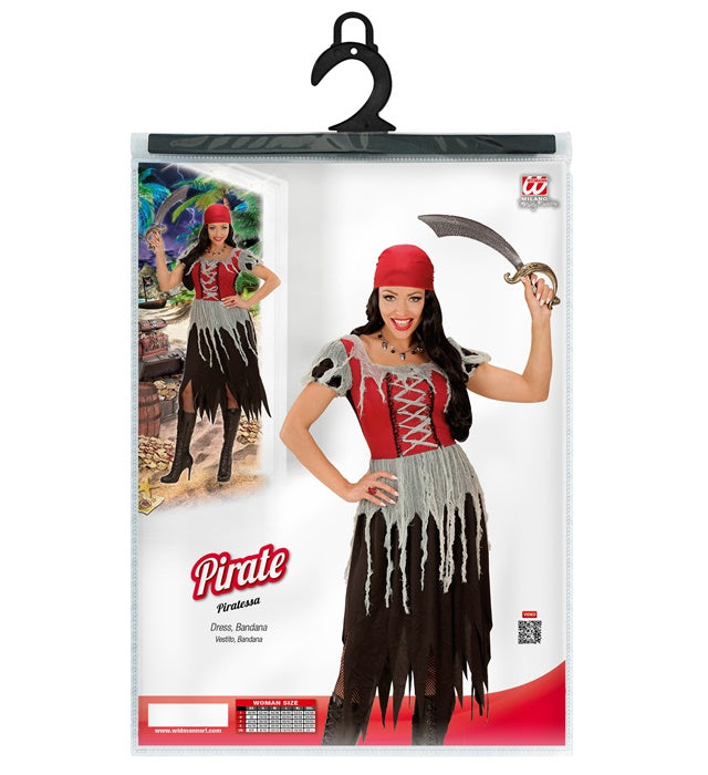 Piratin-Kostüm mit Kleid und Bandana für Fasnacht und Karneval