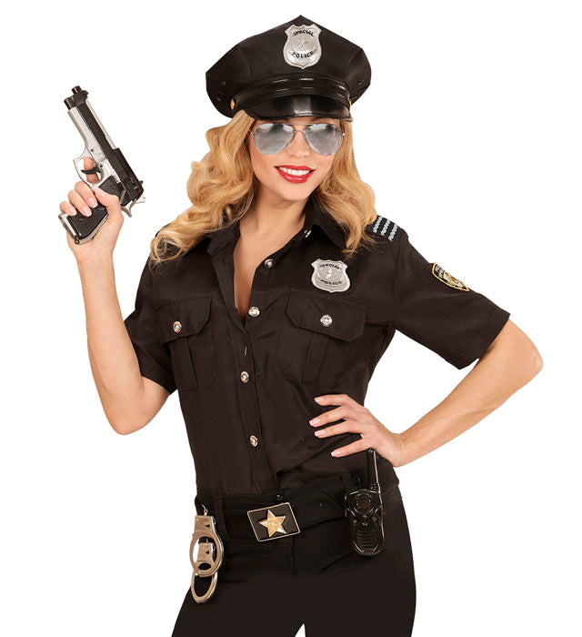 Polizisten Set mit Sonnenbrille, Schulterklappe und Abzeichen als Fasnachtskostüm