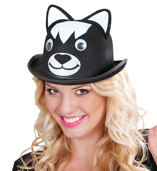 Filz-Melone mit Katzenmotiv als Fasnacht-Accessoire