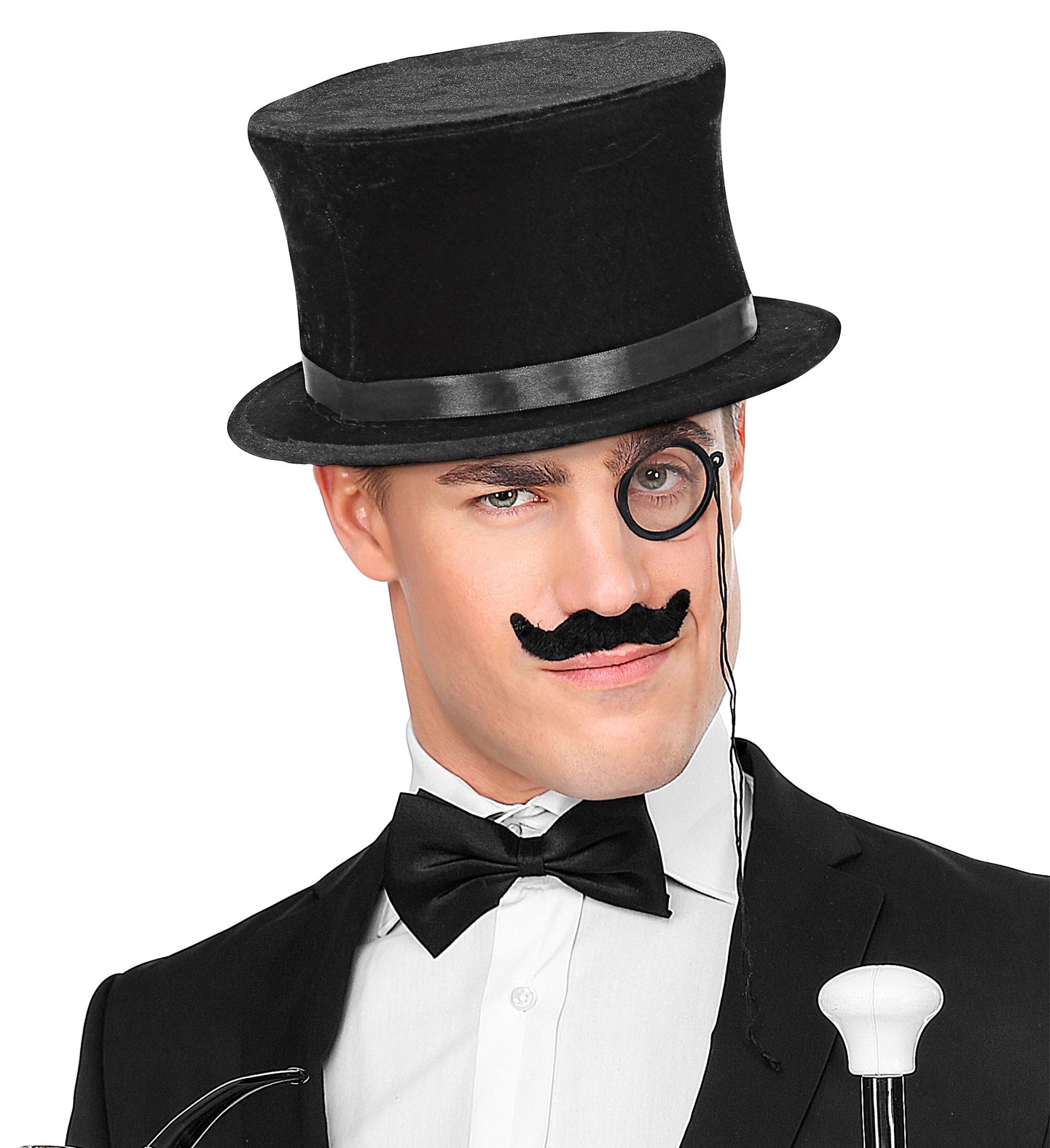 Schwarzer Großer Klapp Samt Zylinder Schwarz