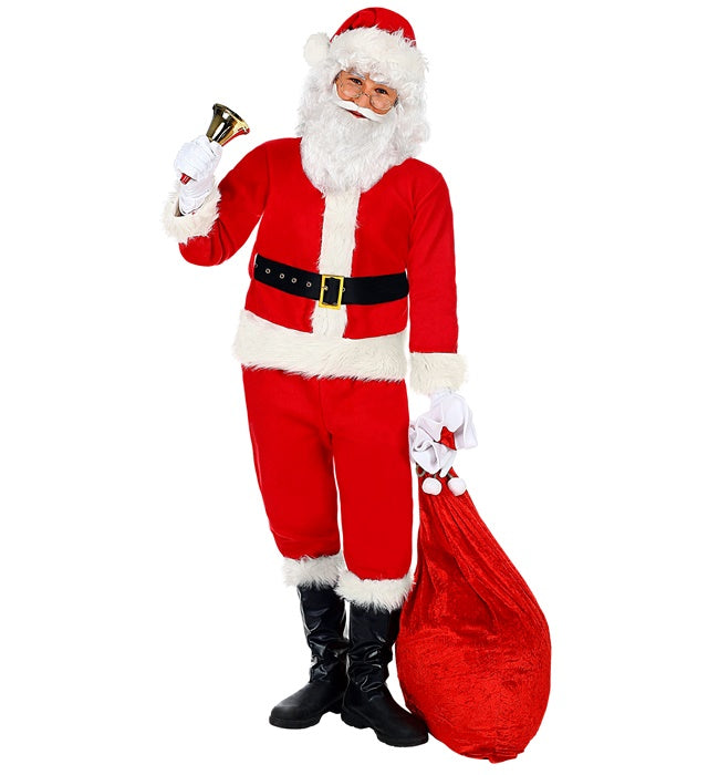 Weihnachtsmann-Kostüm Komplettset mit rotem Mantel, Hose, Gürtel, Mütze und Handschuhen