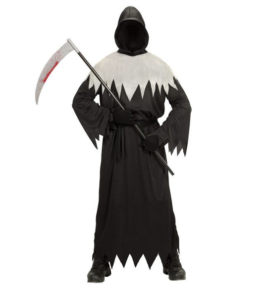 DAEMON Kostüm schwarze Kapuzenrobe mit unsichtbarer Gesichtsmaske und Gürtel
