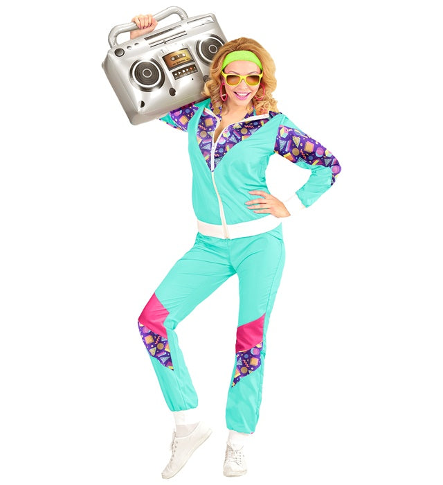 80er Jahre Trainingsanzug im klassischen Retro-Design für Fasnacht und Mottopartys