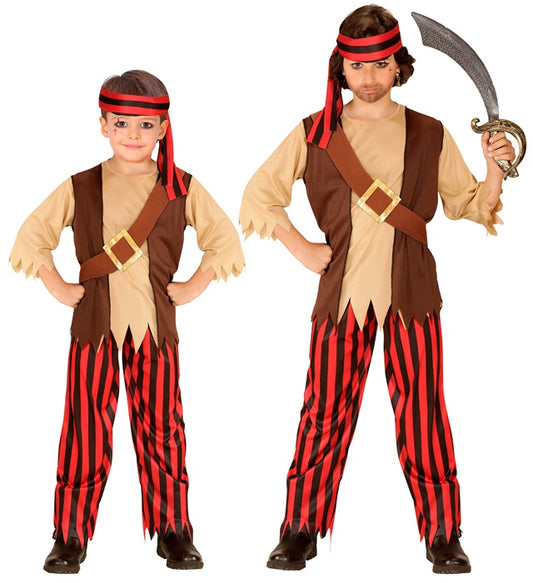 Piratenkostüm mit Weste, Gürtel, Hose und Kopfband für Fasnacht