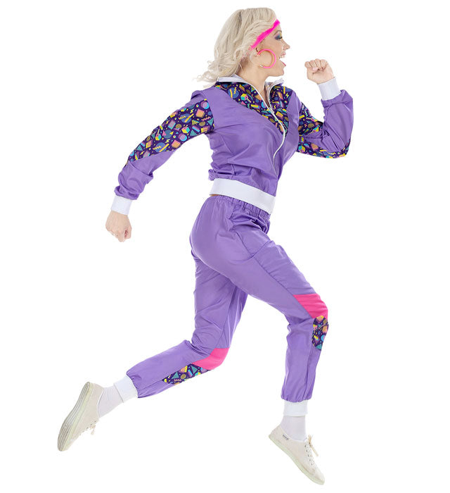 80er Jahre Trainingsanzug Set aus Oberteil und Hose im Retro-Design