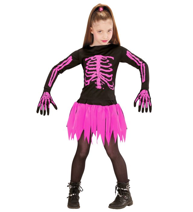 Skeleton Ballerina Kostüm mit Rock, Shirt und Handschuhen für Fasnacht und Karneval