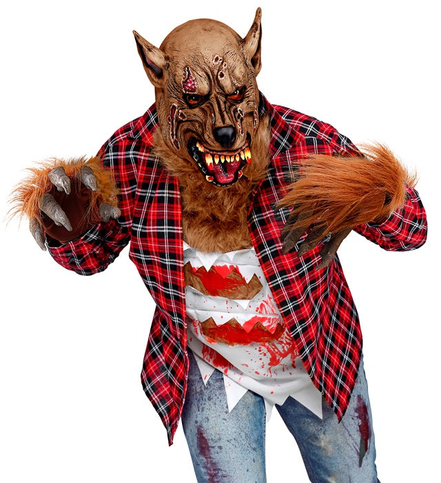 Krampus Werwolfhände mit braunem Kunstfell als Kostümzubehör