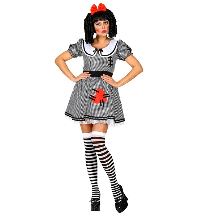 Horror Puppe Kostüm mit Kleid, Reifrock und Haarschleife für Fasnacht und Halloween