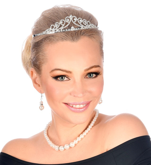 Funkelnde Strass Tiara mit glitzernden Steinen für Fasnacht und Karneval