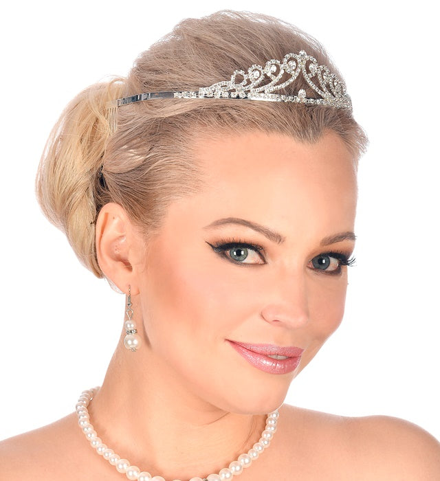 Funkelnde Strass Tiara mit glitzernden Steinen für Fasnacht und Karneval