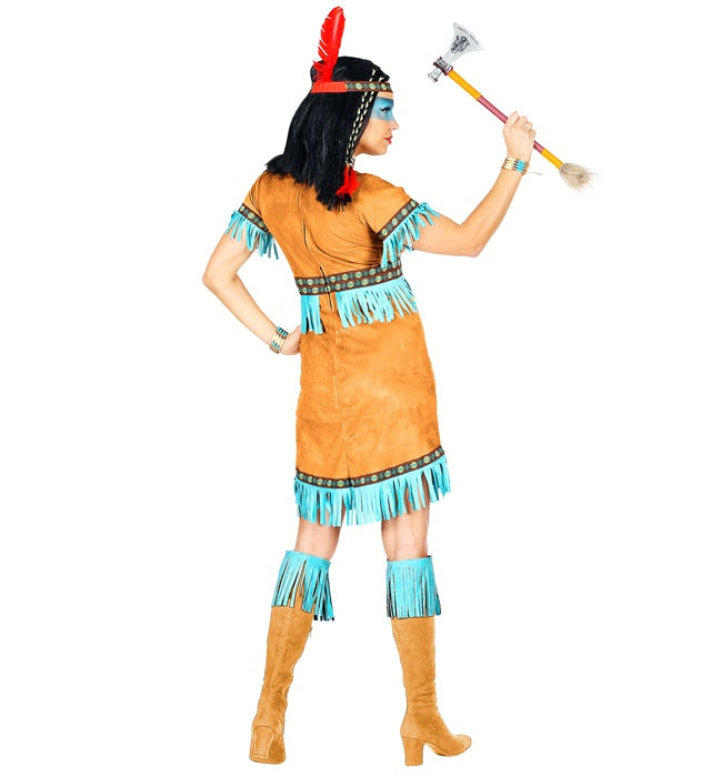Indianerinnen-Kostüm bestehend aus Kleid und Stirnband mit Feder für Fasnacht