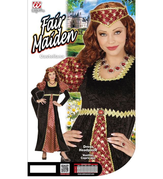 FAIR MAIDEN Kostüm mit Kleid und Kopfbedeckung für Fasnacht