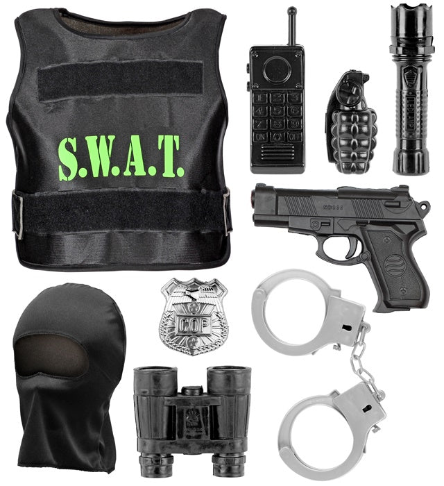 S.W.A.T. Einsatz-Set mit kugelsicherer Weste, Maske und taktischem Zubehör