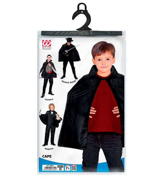 Schwarzer Umhang für Kinder, 60 cm lang, ideal für Fasnacht und Halloween