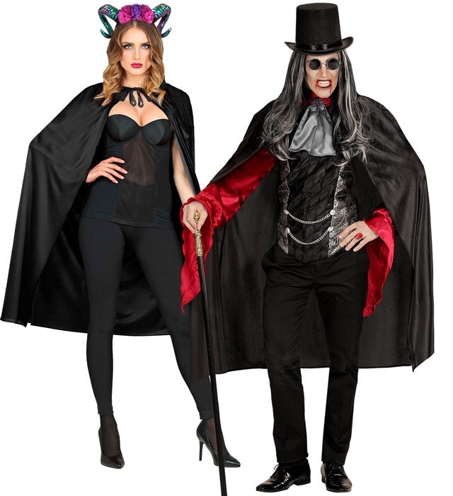 Schwarzer Umhang 110 cm als Kostümzubehör für Fasnacht und Halloween