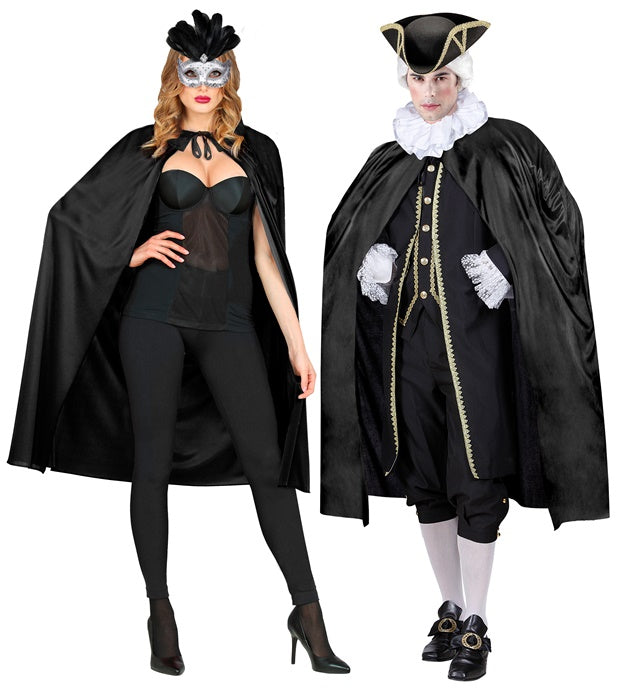 Schwarzer Umhang 110 cm als Kostümzubehör für Fasnacht und Halloween