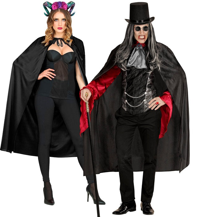 Schwarzer Umhang 136 cm als Kostümzubehör für Fasnacht und Halloween