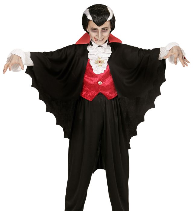 Schwarzer Vampir-Umhang 60 cm Länge für Fasnacht und Halloween