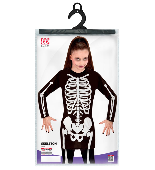 Skelett Kostüm Kleid mit detailliertem Skelett-Design für Fasnacht und Karneval