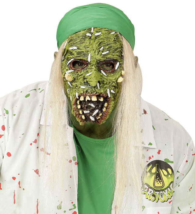 Kinder Halbmaske Toxic Zombie mit grünen Haaren und gruseligen Details