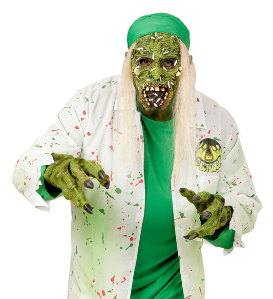 Kinder Halbmaske Toxic Zombie mit grünen Haaren und gruseligen Details