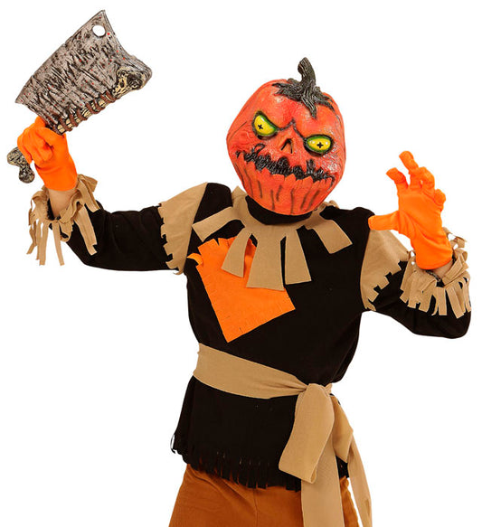 Kinder Horrorkürbis Maske mit Haaren für Halloween Kostüm