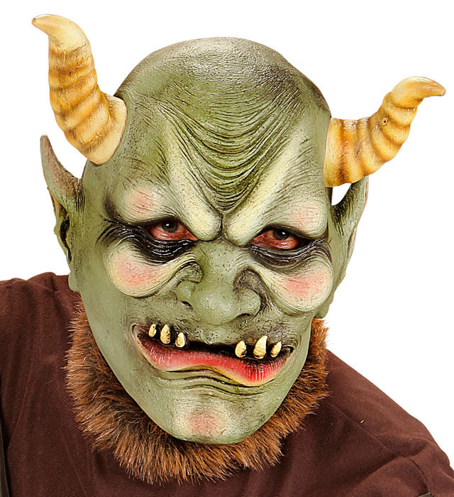 Evil Orc Maske grün mit furchteinflößendem Design für Halloween und Fasnacht